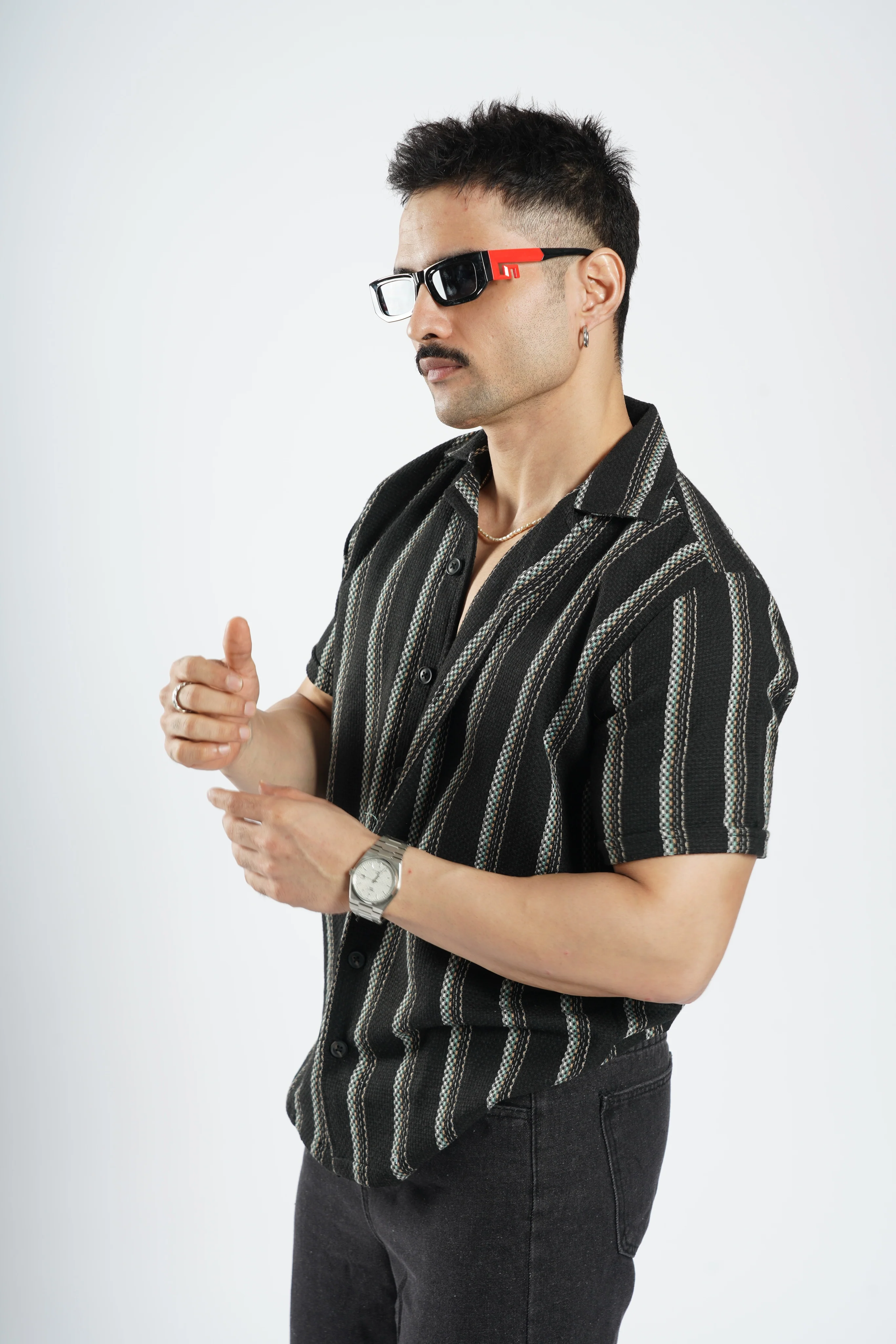 Cabanna Knitted Half Sleeve Textured Shirts - Image 10