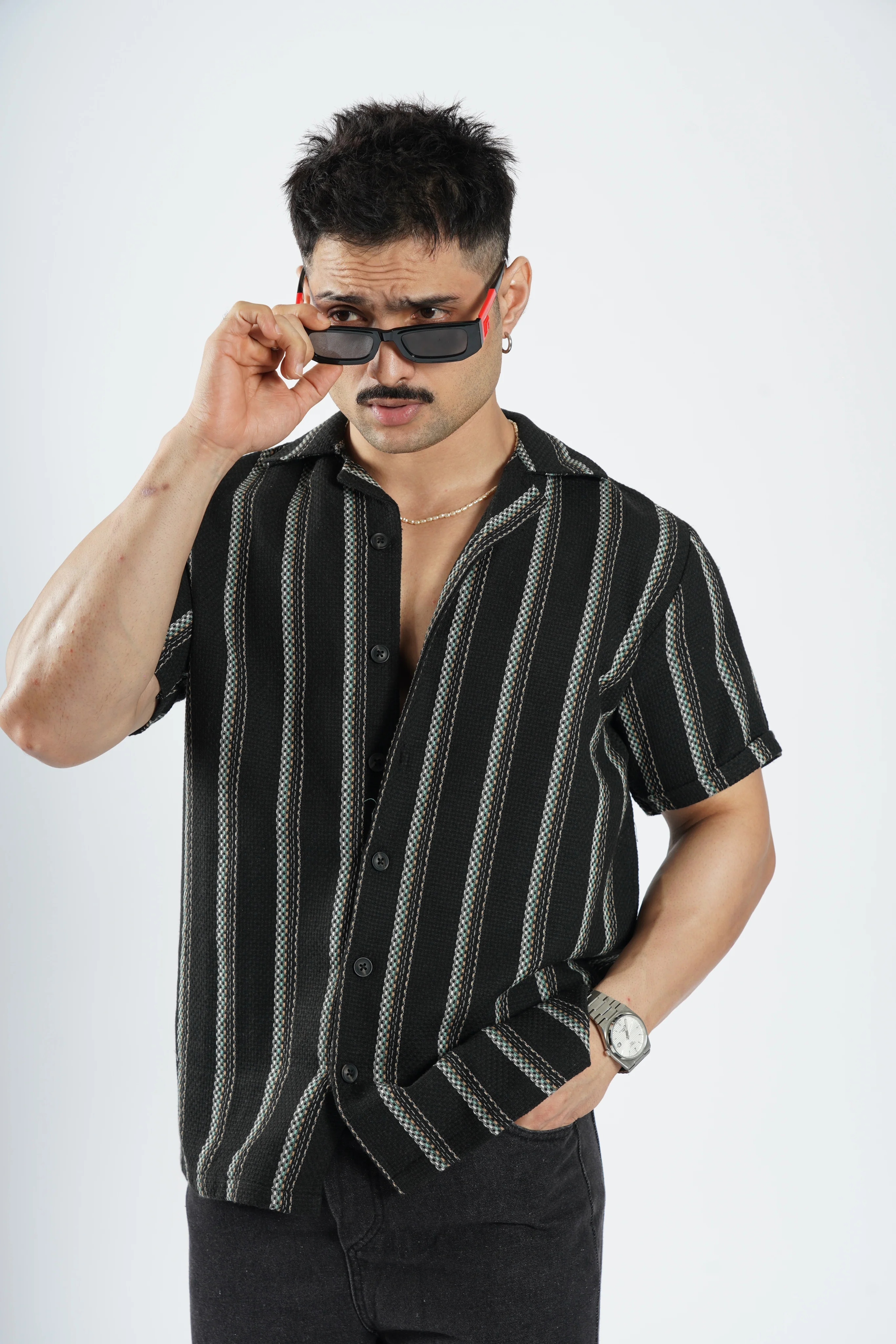 Cabanna Knitted Half Sleeve Textured Shirts - Image 12