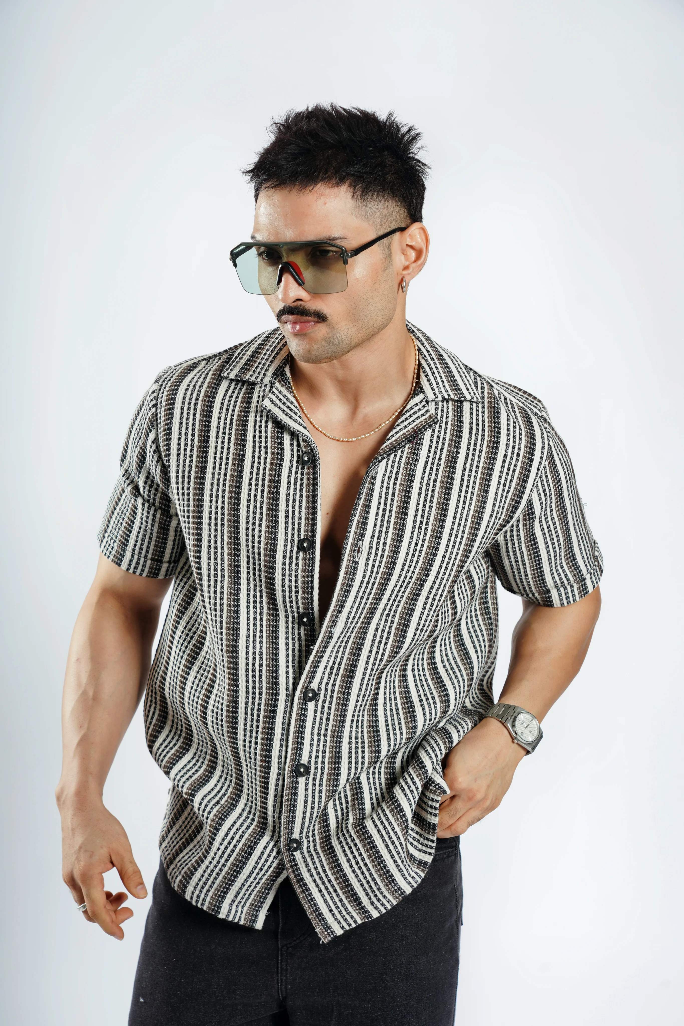 Cabanna Knitted Half Sleeve Textured Shirts - Image 32