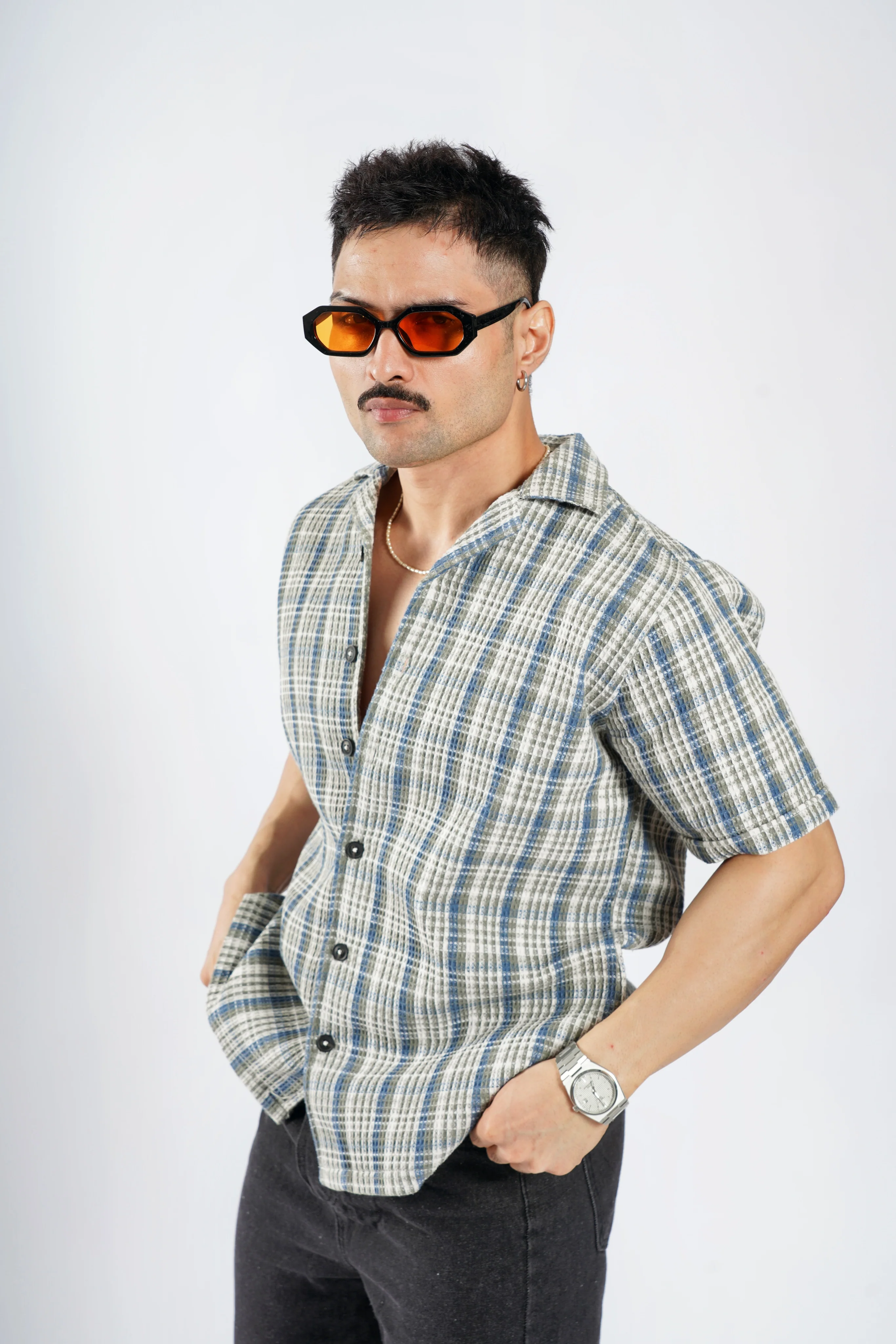 Cabanna Knitted Half Sleeve Textured Shirts - Image 34