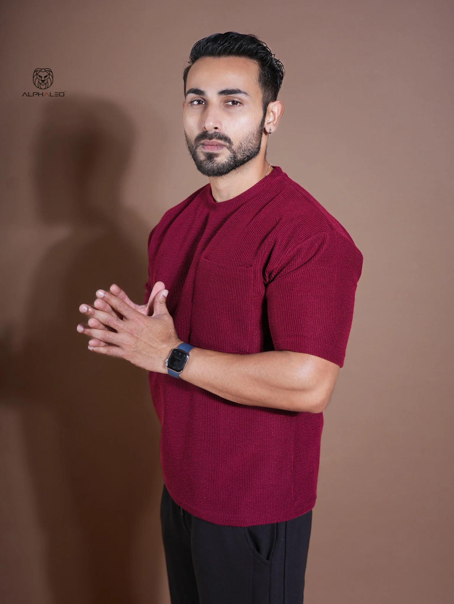 Eternals oversized Textured Stretchable  Tshirt Wine - Image 3