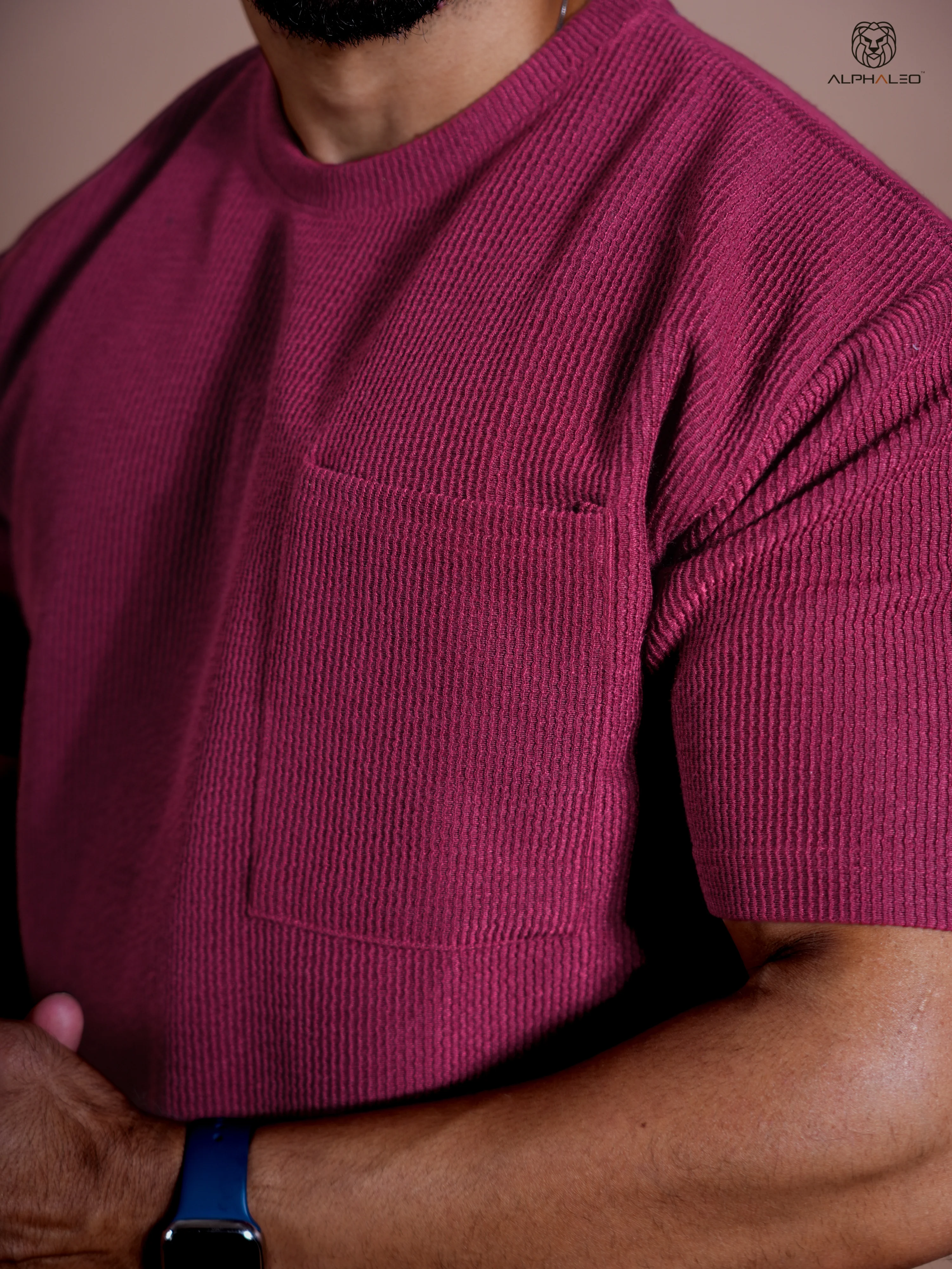 Eternals oversized Textured Stretchable  Tshirt Wine - Image 4