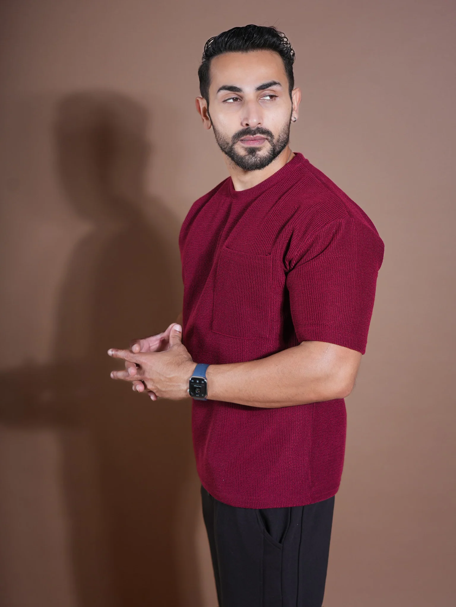 Eternals oversized Textured Stretchable  Tshirt Wine - Image 6