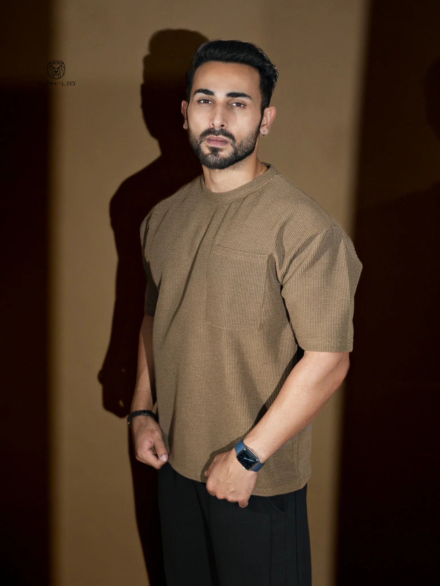 Eternals Oversized Textured Stretchabke Tshirt Brown - Image 5