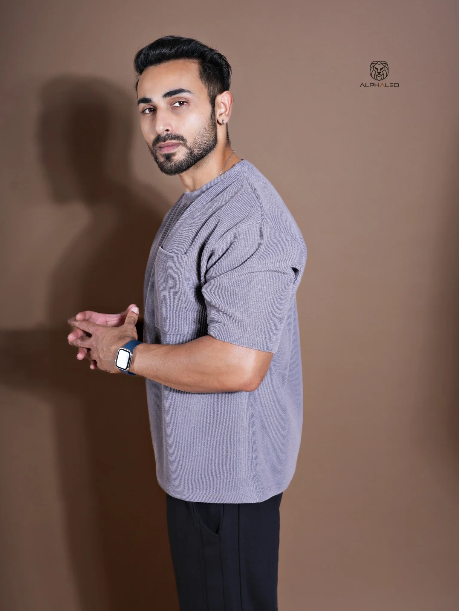 Eternals Oversized Textured Stretchable Tshirt Muave - Image 3