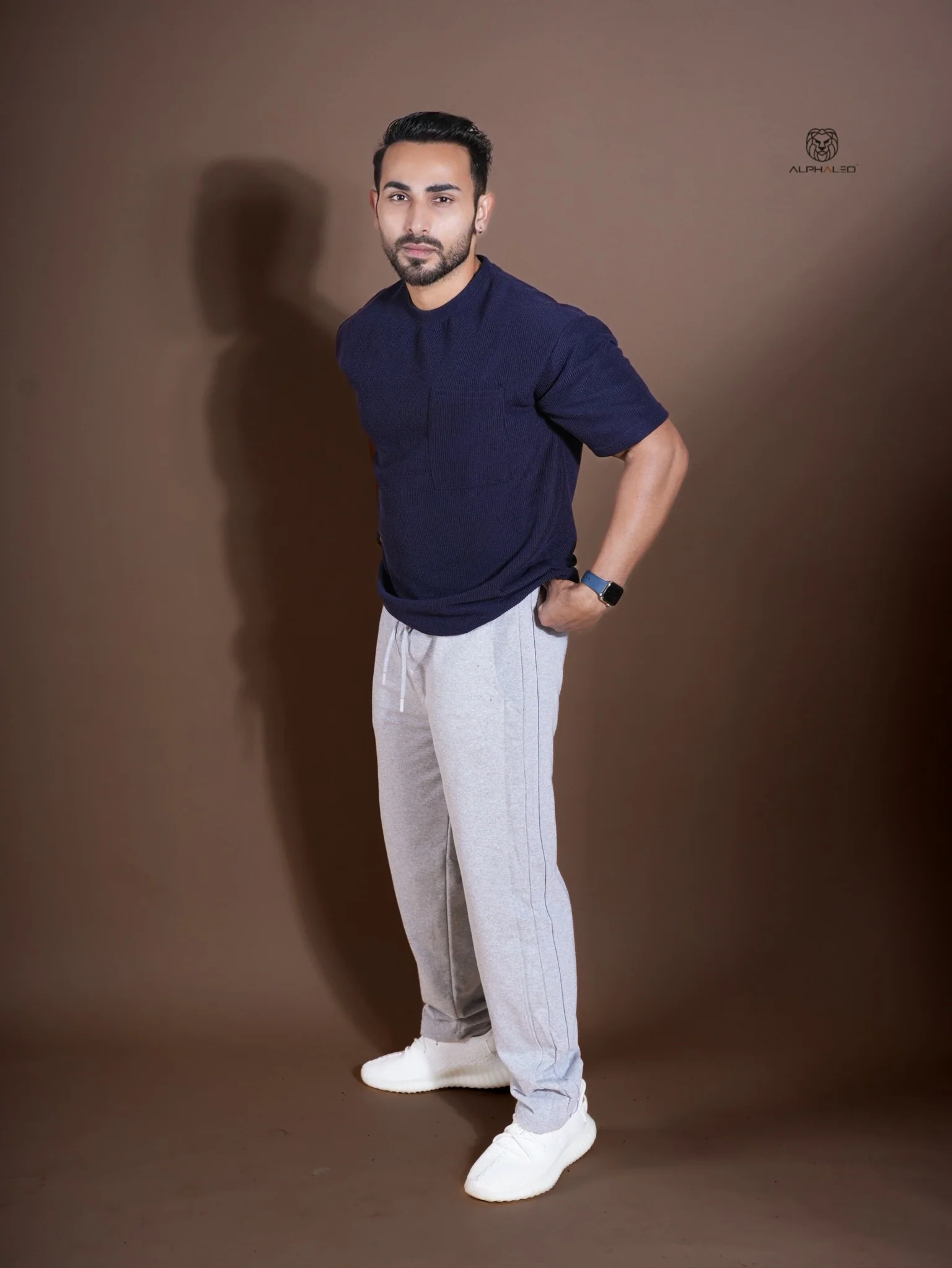 Eternals Oversized Textured Stretchable Tshirt Navy Blue - Image 3