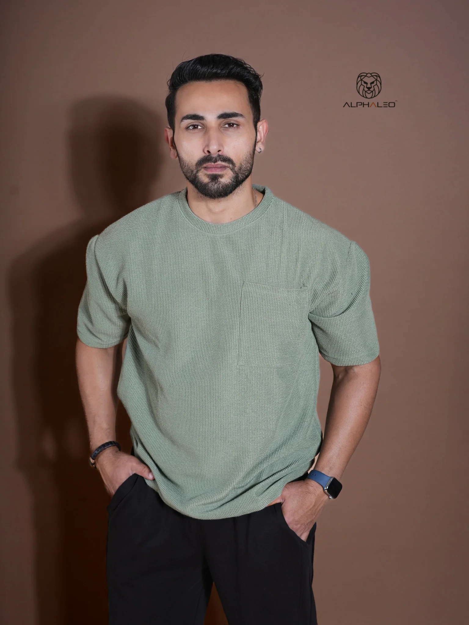 Eternals Oversized Textured Stretchable Tshirt Sea Green - Image 3
