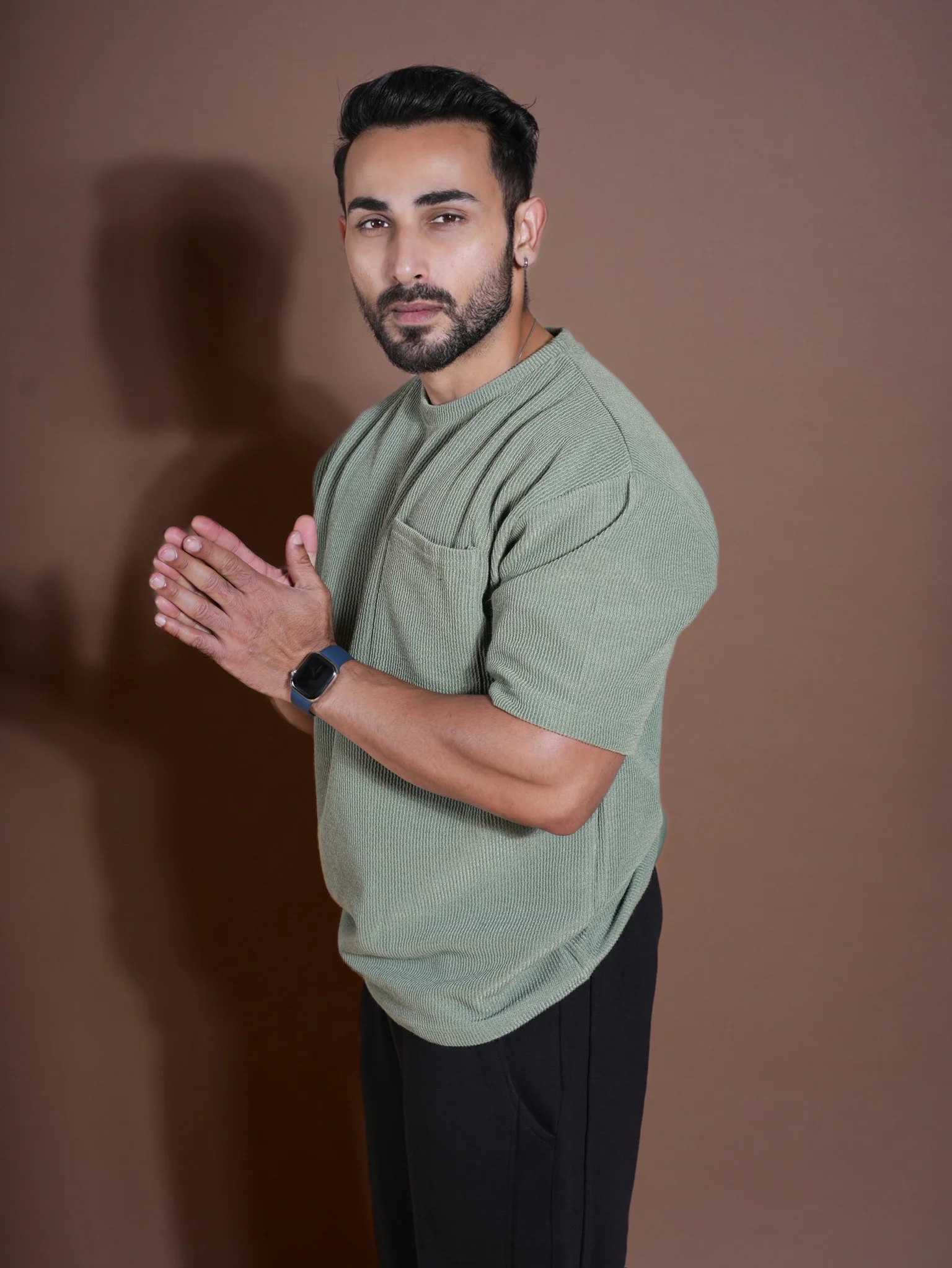 Eternals Oversized Textured Stretchable Tshirt Sea Green - Image 4