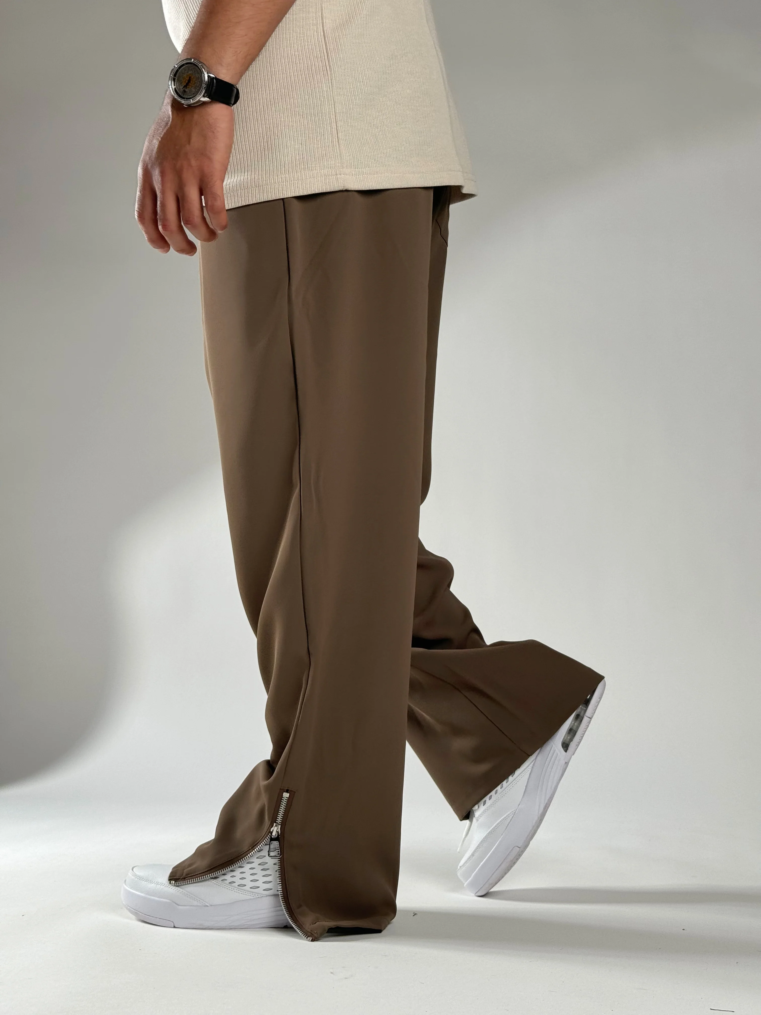 Brown Korean Street fit ice silk viscose Jogger pants - Image 7