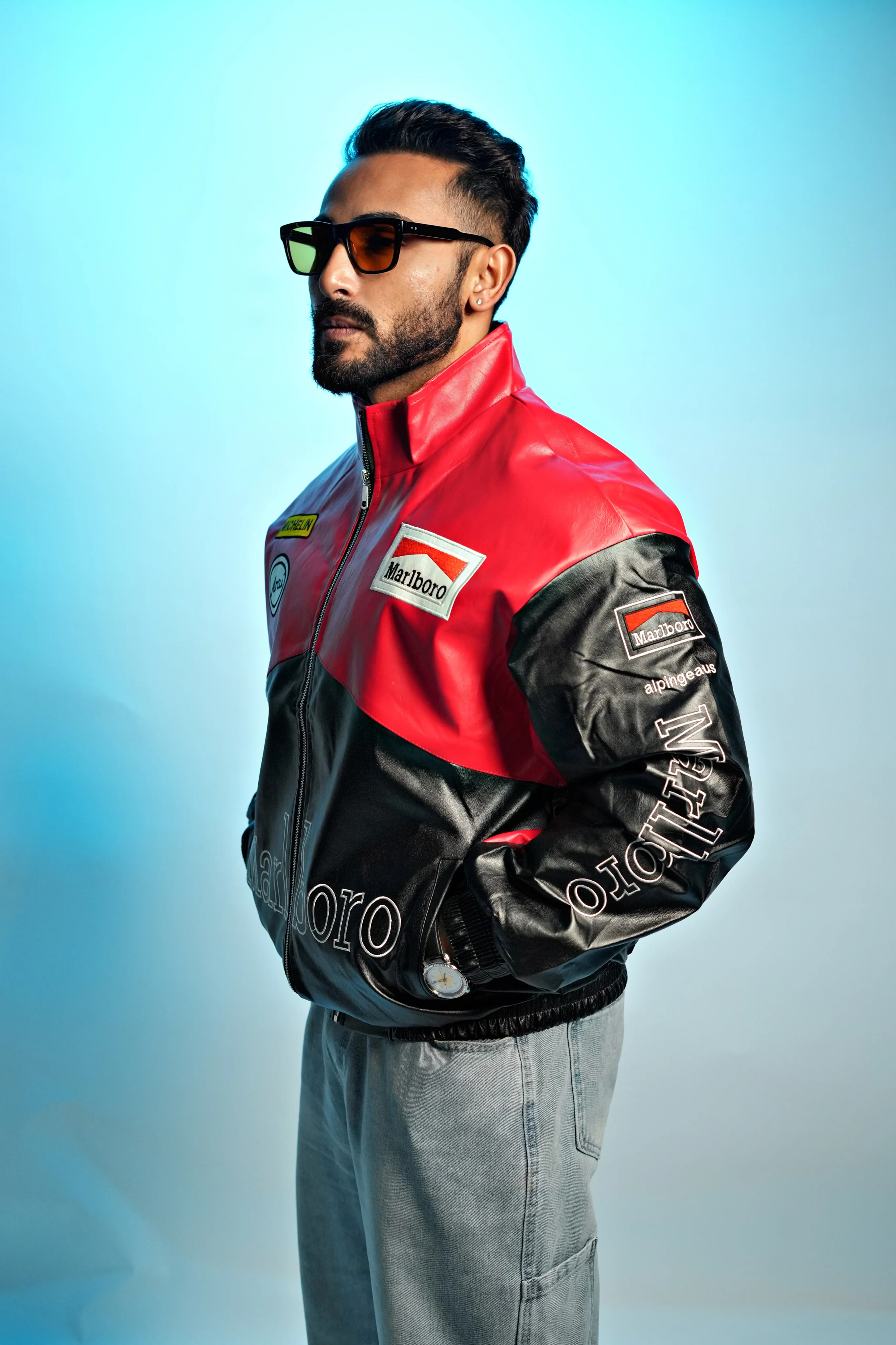 Marlboro Retro Grand Prix Faux leather Embroidered racing Jacket - Image 12