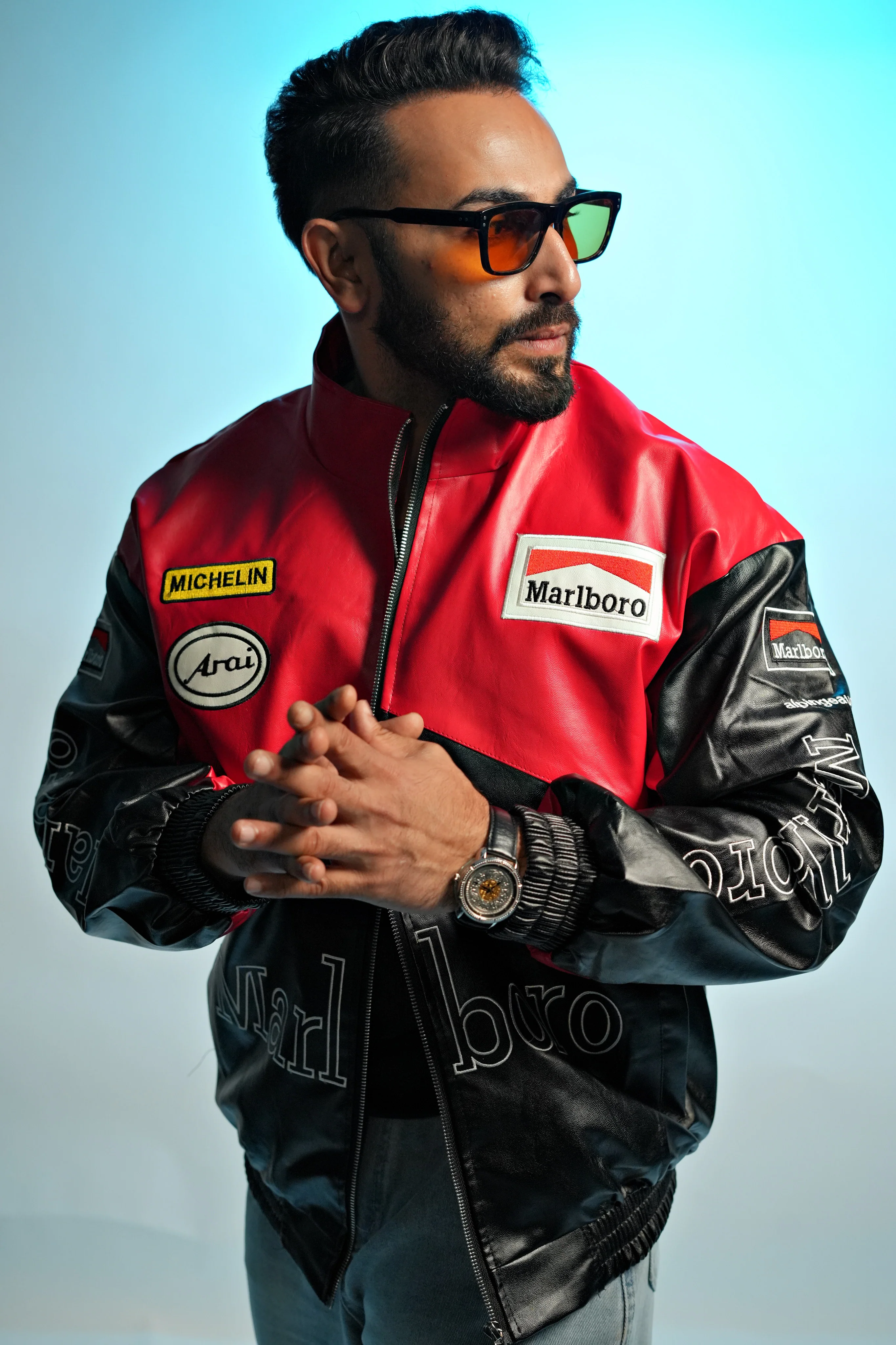 Marlboro Retro Grand Prix Faux leather Embroidered racing Jacket - Image 2
