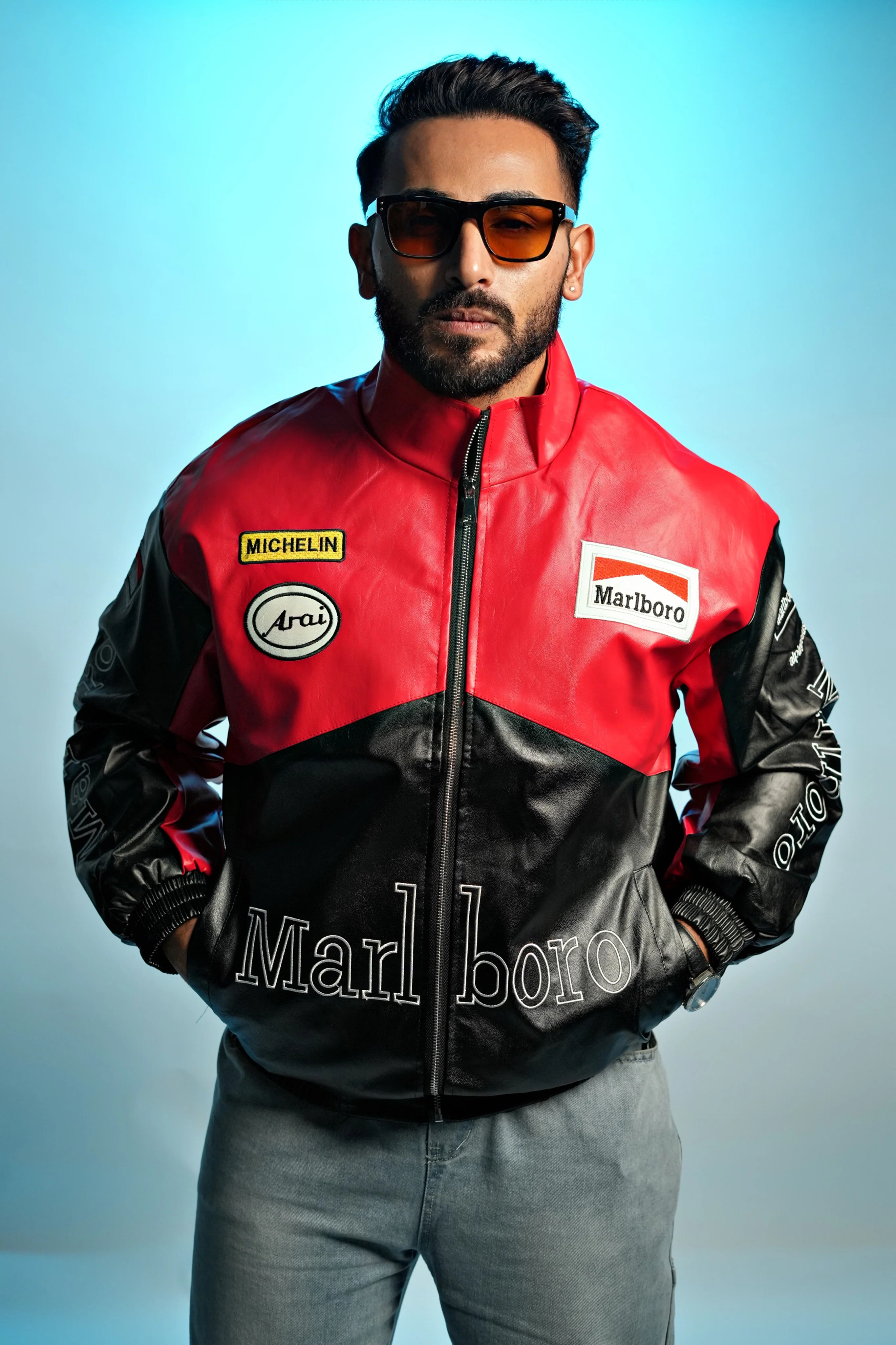 Marlboro Retro Grand Prix Faux leather Embroidered racing Jacket - Image 8
