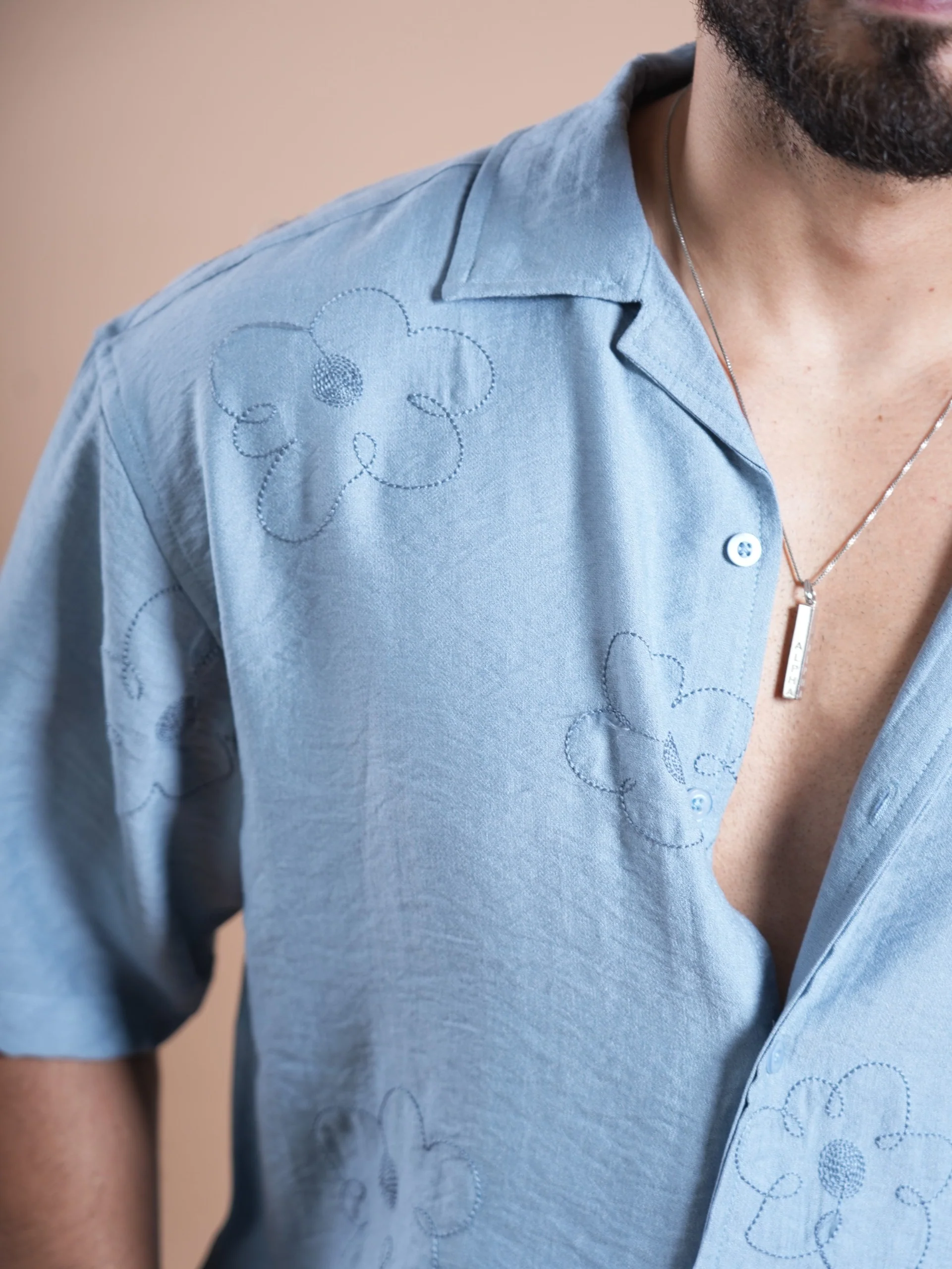 Riviera Half Sleeve Flower Embroidery Style Shirts FLOWER - Image 3