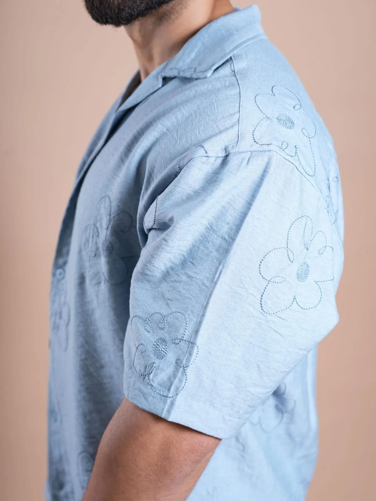 Riviera Half Sleeve Flower Embroidery Style Shirts FLOWER - Image 4