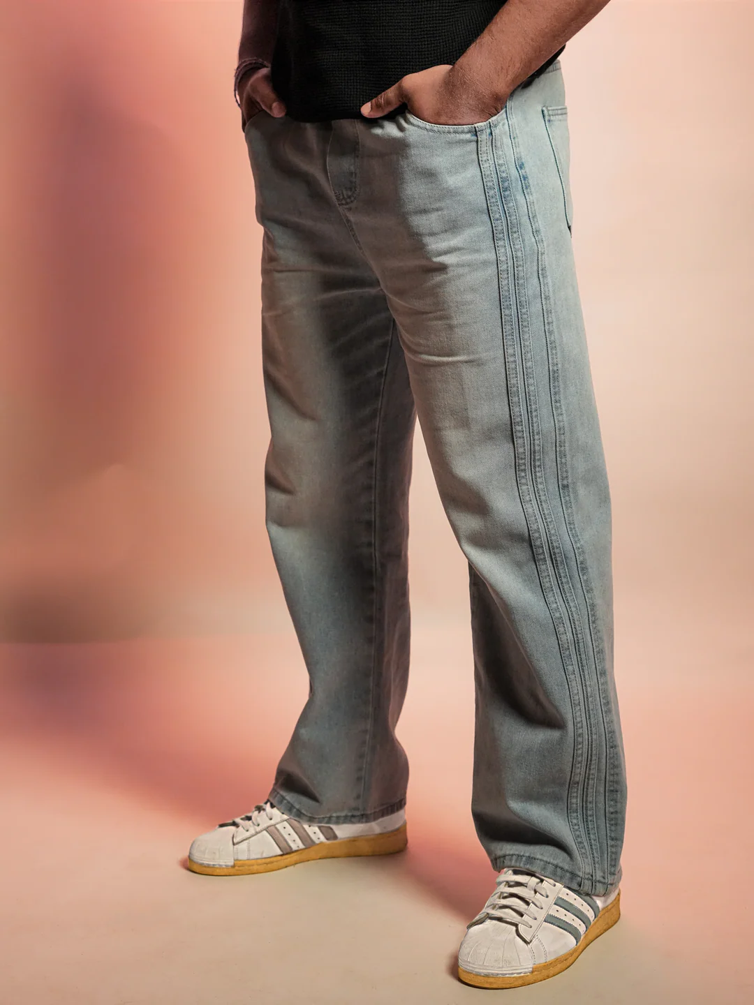 Strider 35 Korean Baggy Denims – Side Stripe Edition LightBlue wash