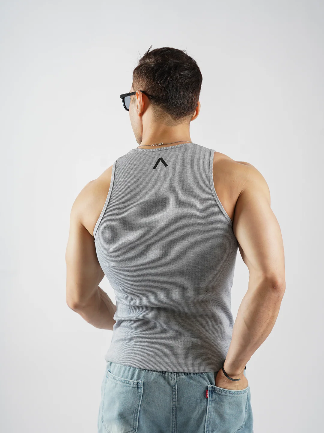 THE GLADIATOR RIBBED VEST 2PC PACK LIGHT GREY/BLACK - Image 9