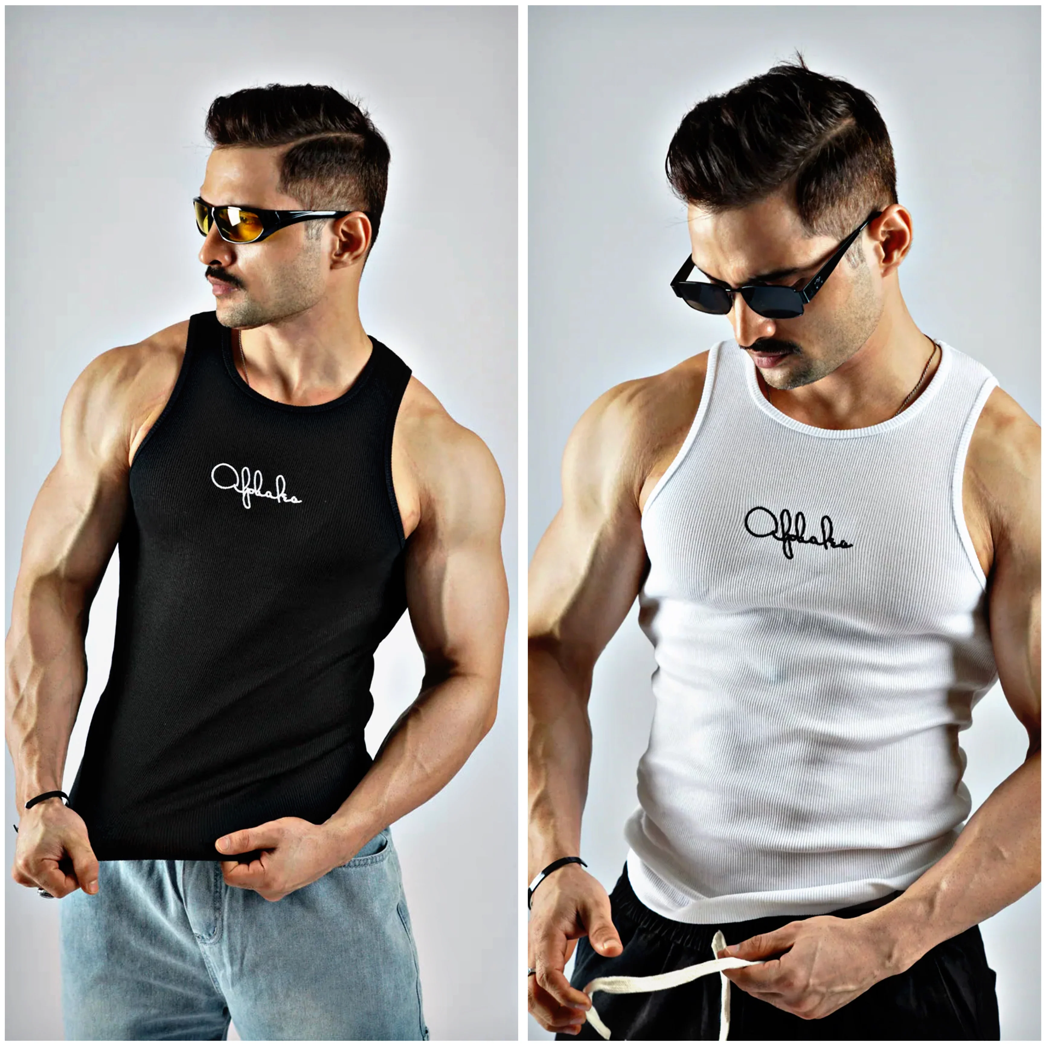 THE GLADIATOR RIBBED VEST 2PC PACK BLACK/ WHITE