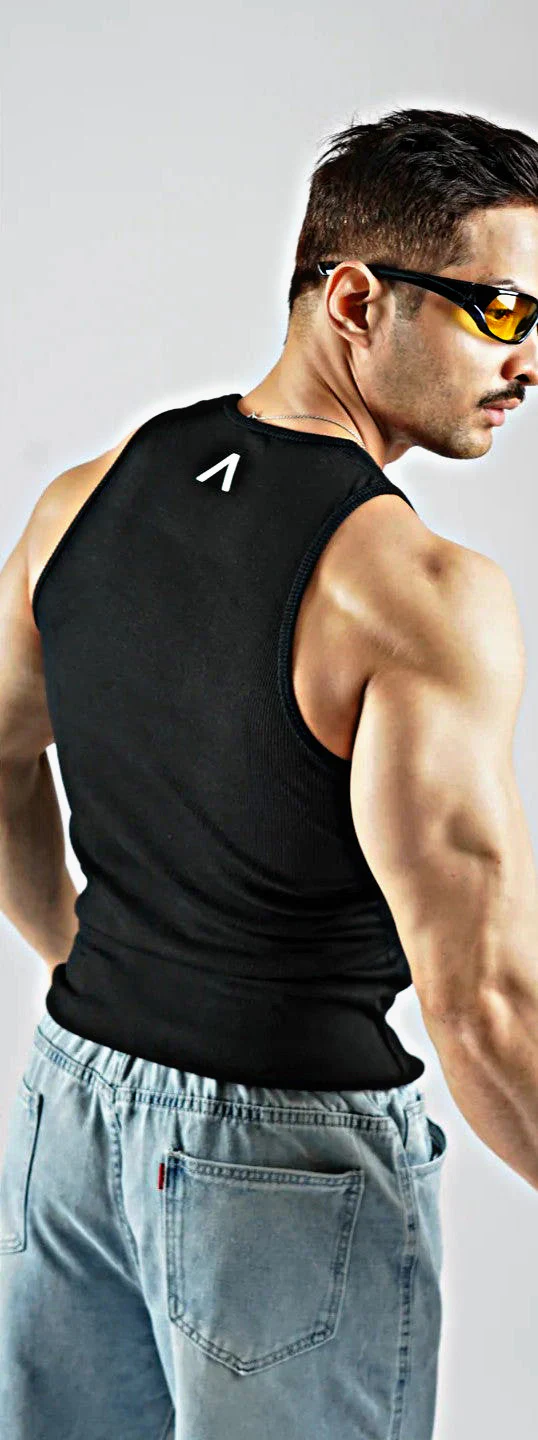 THE GLADIATOR RIBBED VEST 2PC PACK BLACK/ WHITE - Image 7